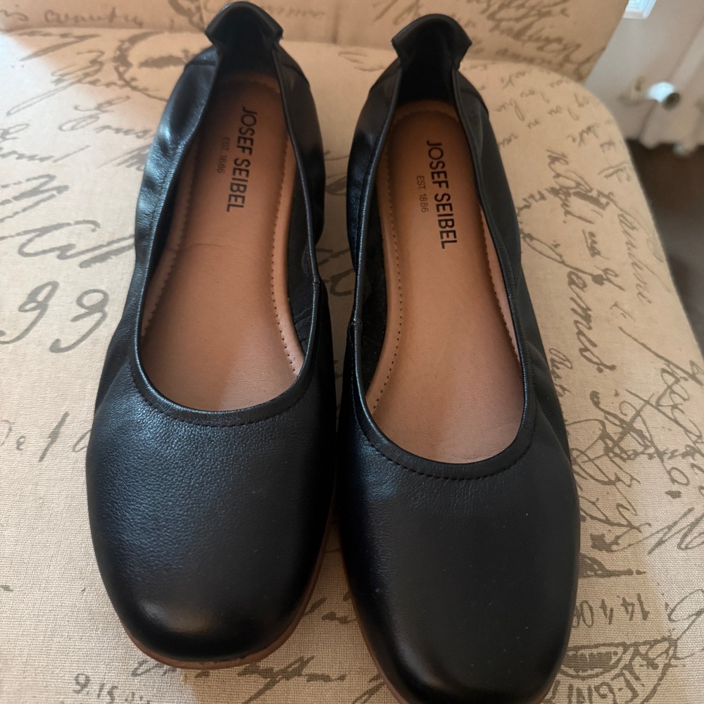 Josef Seibel Fenja 01 Black Leather Comfort Ballet Flats - Women's EU 41 (or 10)